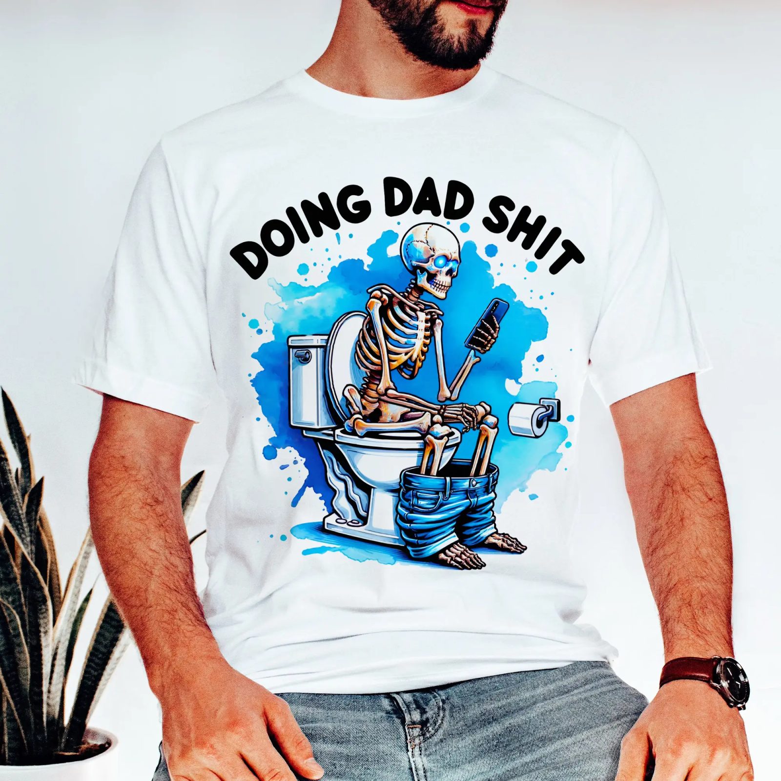 Doing Dad Sh!t Skeleton Shirt, Funny Dad Shirt, Sarcastic Halloween Skeleton Tee — photo 2