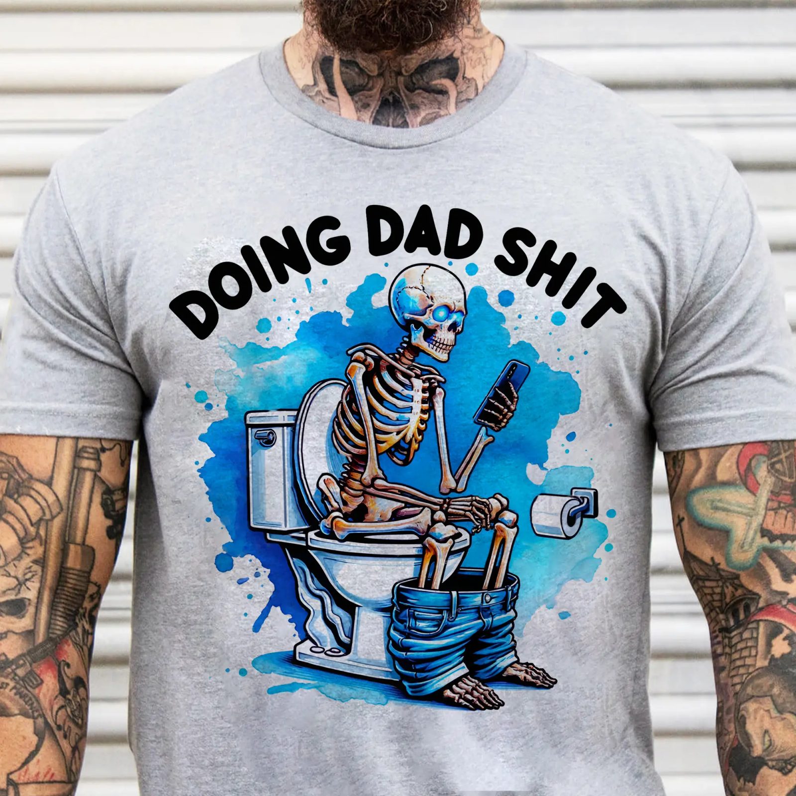 Doing Dad Sh!t Skeleton Shirt, Funny Dad Shirt, Sarcastic Halloween Skeleton Tee — photo 3