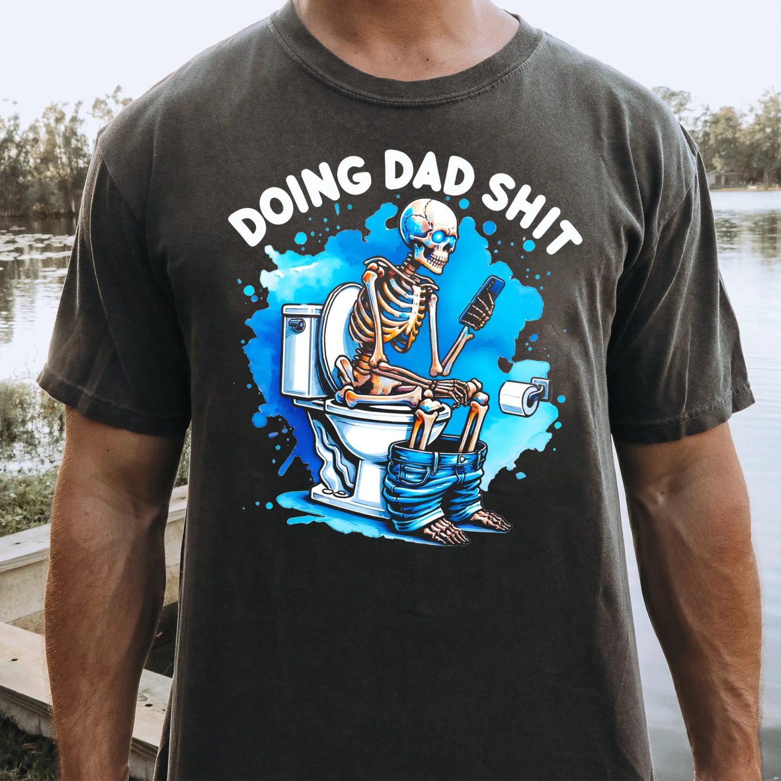 Doing Dad Sh!t Skeleton Shirt, Funny Dad Shirt, Sarcastic Halloween Skeleton Tee — photo 4