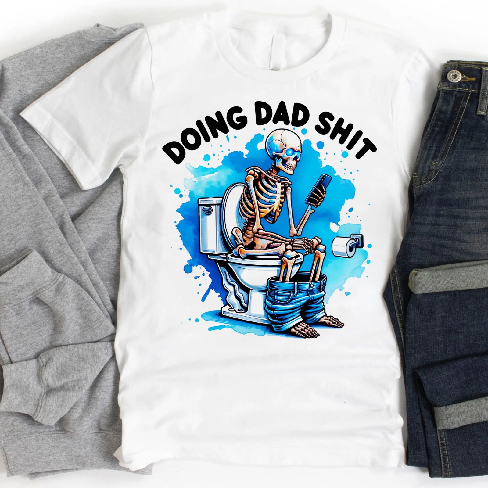 Doing Dad Sh!t Skeleton Shirt, Funny Dad Shirt, Sarcastic Halloween Skeleton Tee — photo 5