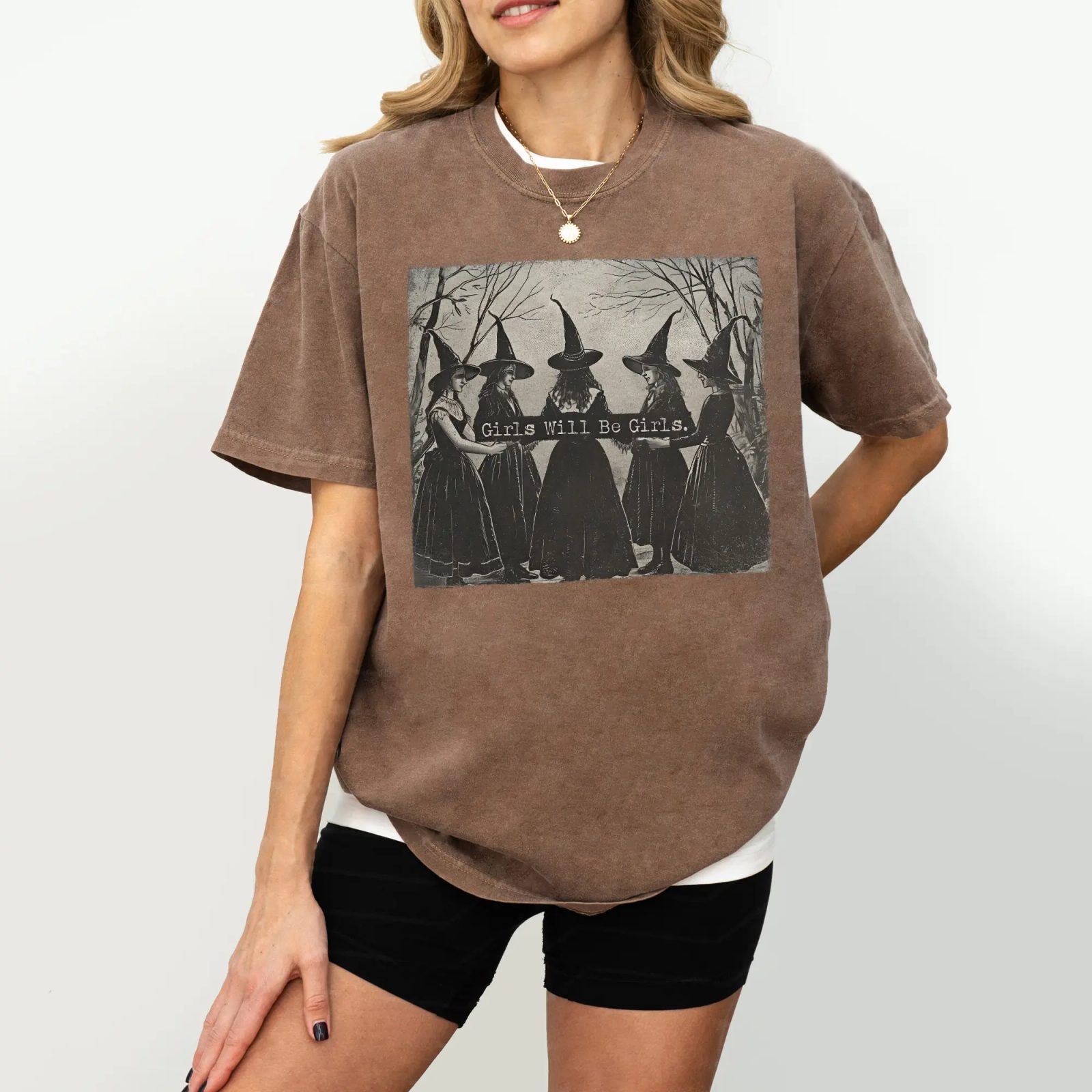Comfort Colors Girls Will Be Girls Vintage Halloween Shirt, Witches Halloween Shirt, Spooky Season Gift for Her — photo 2
