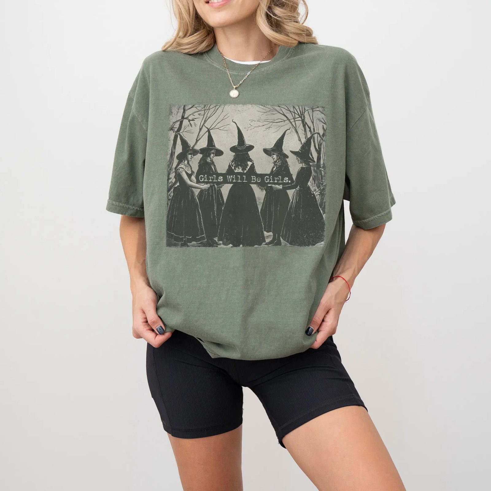Comfort Colors Girls Will Be Girls Vintage Halloween Shirt, Witches Halloween Shirt, Spooky Season Gift for Her — photo 4