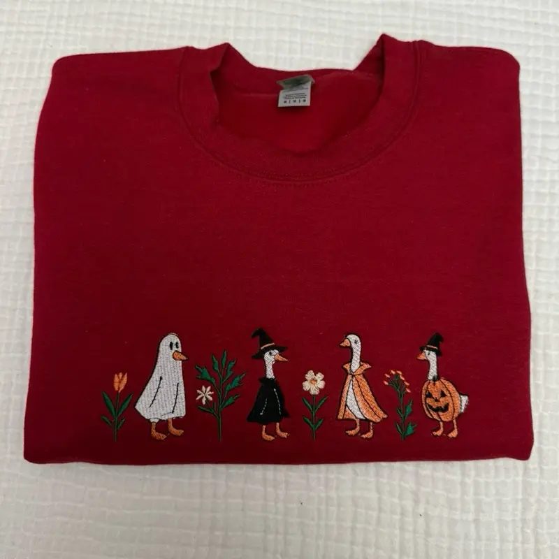 Halloween Goose Embroidered Sweatshirt, Witchy Goose Halloween Crewneck, Fall Sweatshirt Gift for Her — photo 4