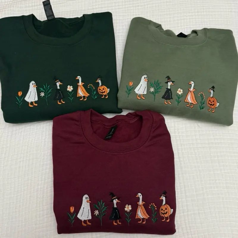 Halloween Goose Embroidered Sweatshirt, Witchy Goose Halloween Crewneck, Fall Sweatshirt Gift for Her — photo 5