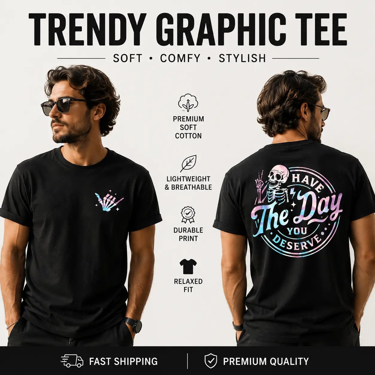 Retro Have The Day You Deserve Shirt, Tie Dye Skeleton Graphic Tee, Sarcastic Spooky Season Gift