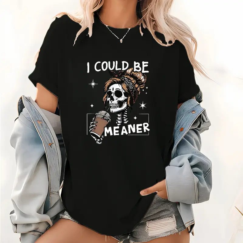 Comfort Colors I Could Be Meaner Skeleton Sweatshirt, Funny Mom Halloween Sweatshirt, Sarcastic Fall Gift for Her — photo 3