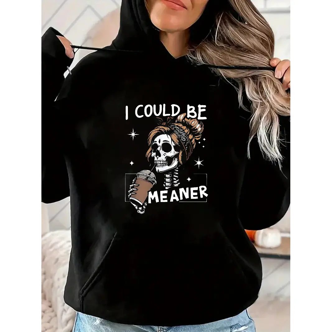 Comfort Colors I Could Be Meaner Skeleton Sweatshirt, Funny Mom Halloween Sweatshirt, Sarcastic Fall Gift for Her — photo 5