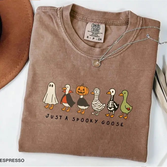 Comfort Colors Just a Spooky Goose Shirt, Funny Halloween Shirt, Spooky Season Tee Gift