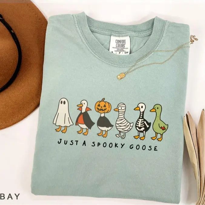 Comfort Colors Just a Spooky Goose Shirt, Funny Halloween Shirt, Spooky Season Tee Gift — photo 3