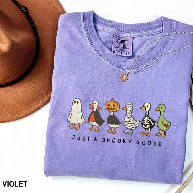 Comfort Colors Just a Spooky Goose Shirt, Funny Halloween Shirt, Spooky Season Tee Gift — photo 4