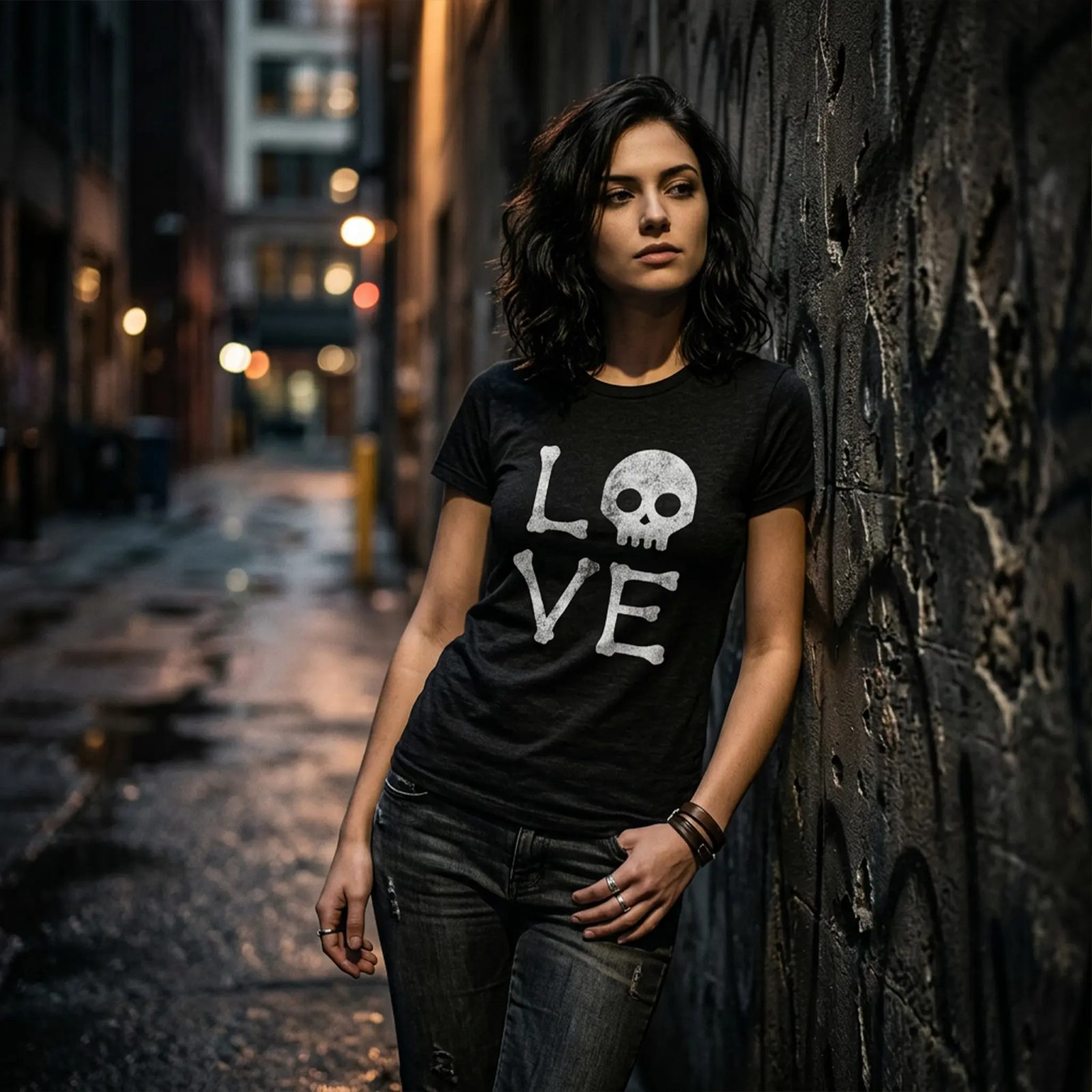 Love Bones Skull Halloween Tee, Cute Skeleton Shirt, Spooky Season Gift for Her - photo 4