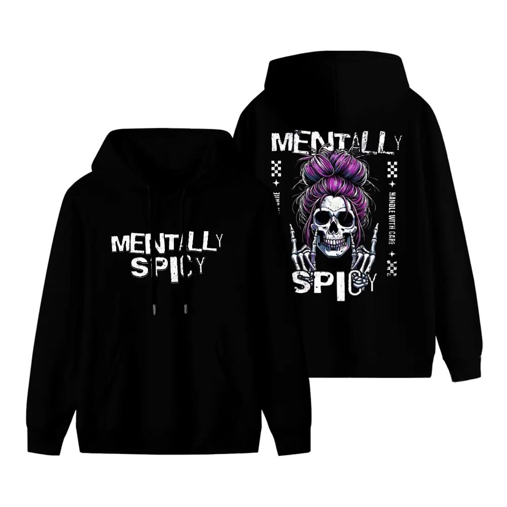 Mentally Spicy Skull Shirt, Vintage Washed Skeleton Graphic T Shirt for Women, Spooky Season Gift for Her — photo 4