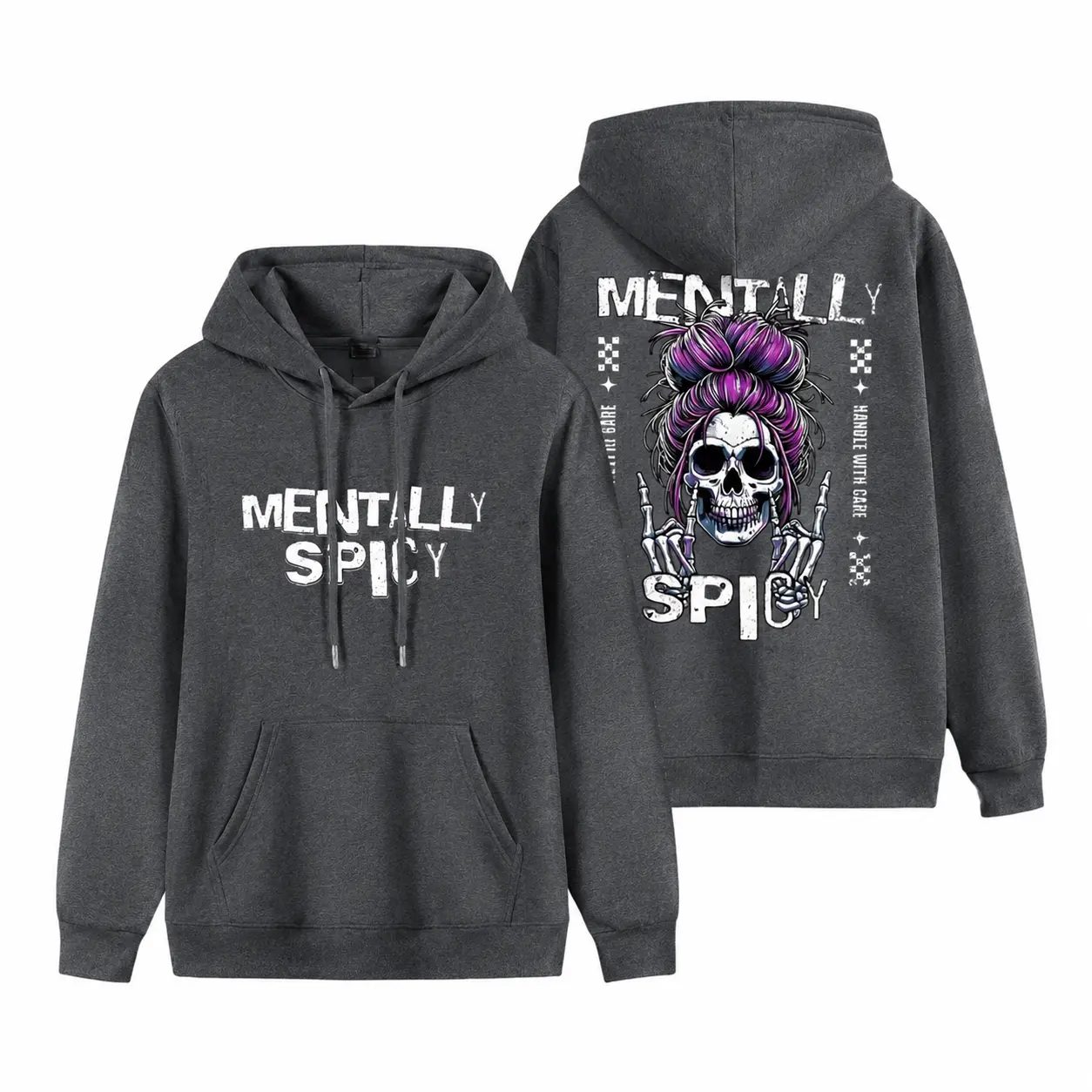 Mentally Spicy Skull Shirt, Vintage Washed Skeleton Graphic T Shirt for Women, Spooky Season Gift for Her — photo 5