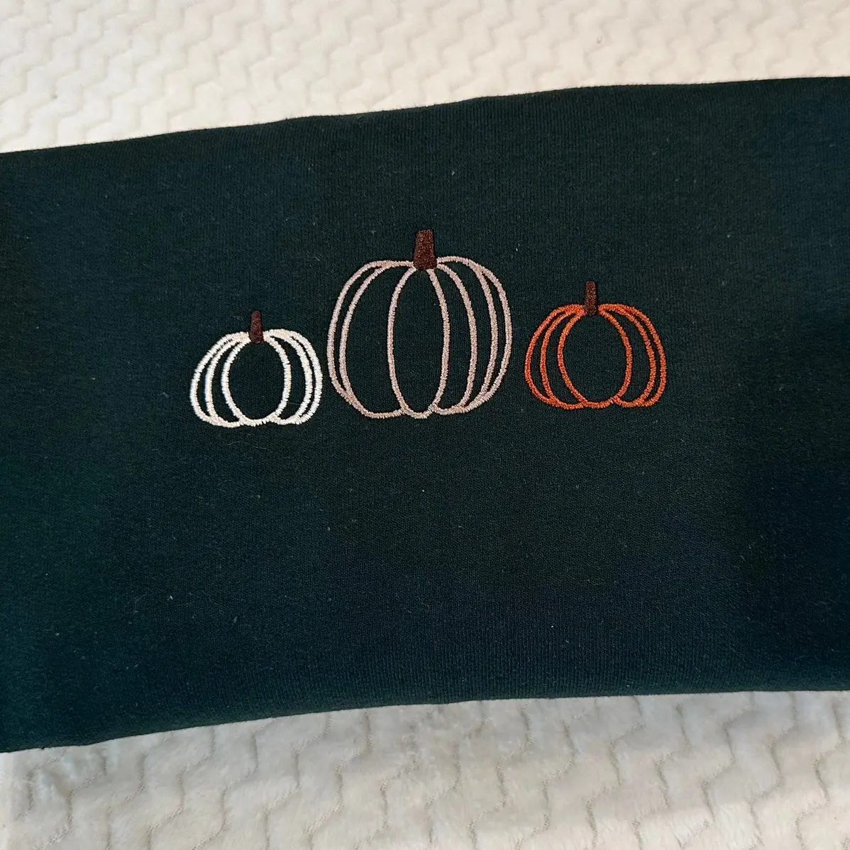 Neutral Pumpkin Embroidered Sweatshirt, Minimalist Fall Crewneck, Pumpkin Patch Gift for Her — photo 3
