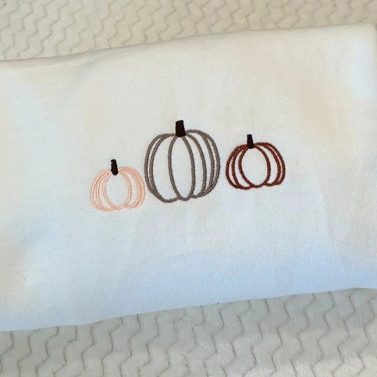 Neutral Pumpkin Embroidered Sweatshirt, Minimalist Fall Crewneck, Pumpkin Patch Gift for Her — photo 4