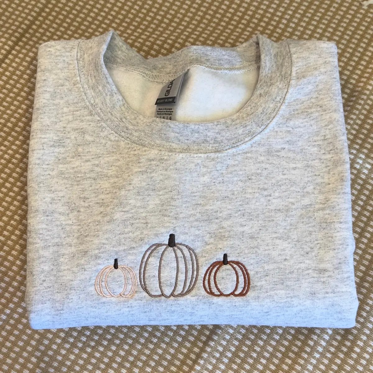Neutral Pumpkin Embroidered Sweatshirt, Minimalist Fall Crewneck, Pumpkin Patch Gift for Her — photo 5