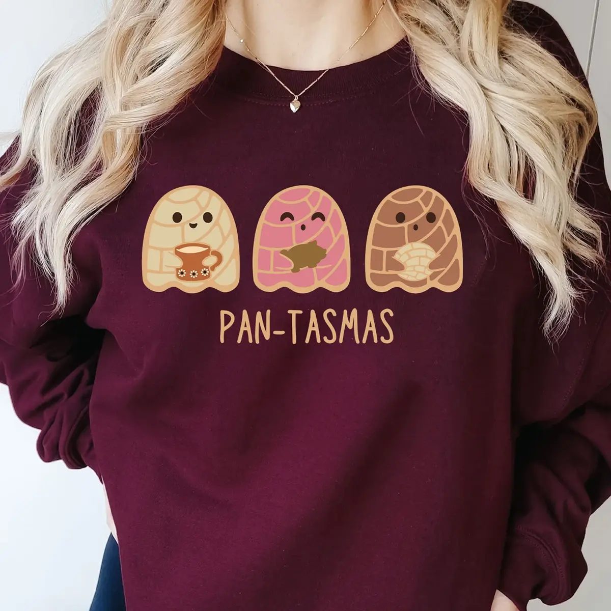 Pan-Tasmas Concha Ghost Sweatshirt, Cute Ghost Sweatshirt, Pan Dulce Halloween Crewneck, Fall Gift for Her — photo 2