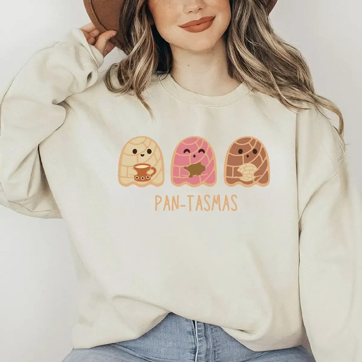 Pan-Tasmas Concha Ghost Sweatshirt, Cute Ghost Sweatshirt, Pan Dulce Halloween Crewneck, Fall Gift for Her — photo 3