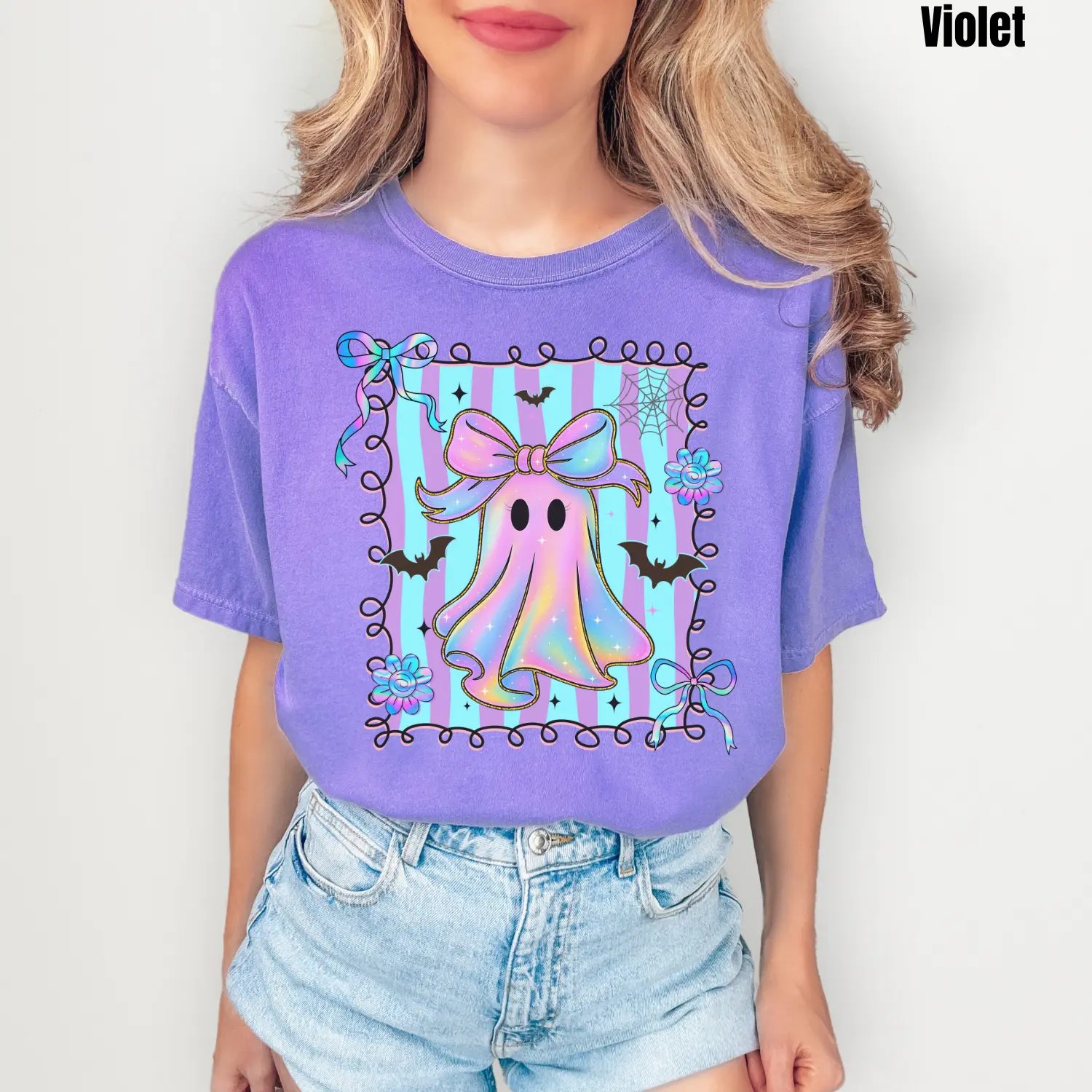 Comfort Colors Pastel Ghost Shirt, Coquette Cute Ghost Tee, Spooky Season Gift for Her