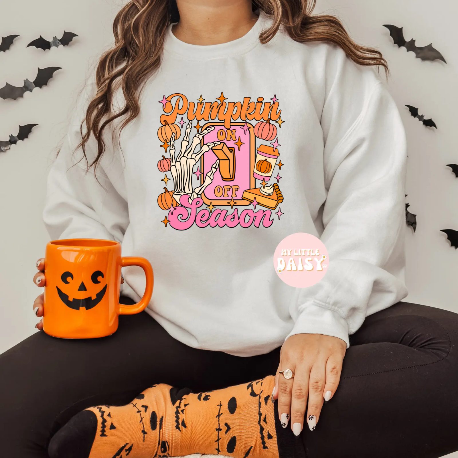Pumpkin Season Skeleton Hand Tee, Retro Pumpkin Fall Graphic Tee, Pumpkin Spice Gift for Her — photo 2