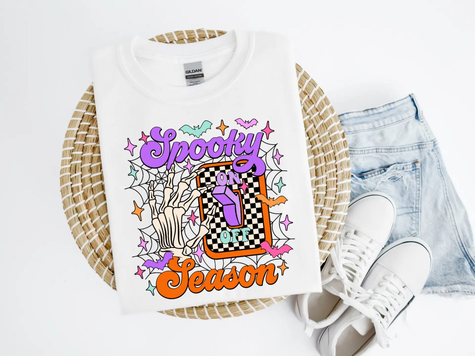 Spooky Season Shirt, Skeleton Hand Light Switch Halloween Party Tee, Costume-Optional Group Gift