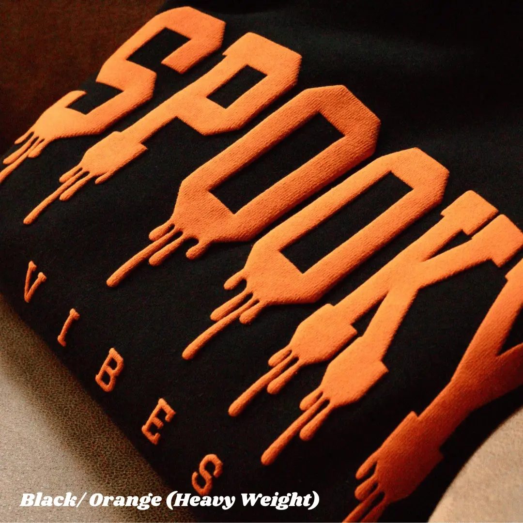Spooky Vibes Halloween Hoodie, Black on Black Drip Print Pullover, Spooky Season Gift — photo 2