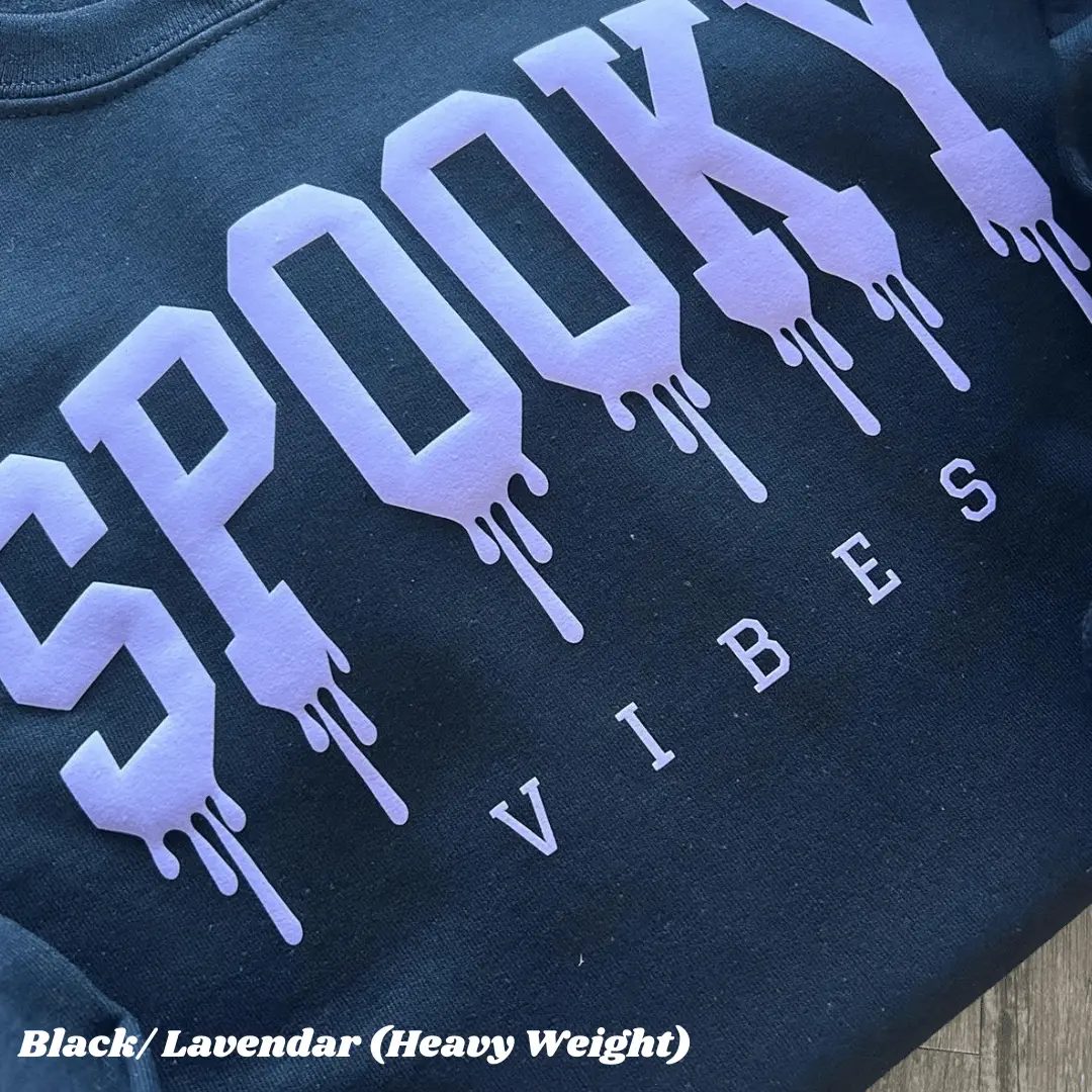 Spooky Vibes Halloween Hoodie, Black on Black Drip Print Pullover, Spooky Season Gift — photo 4