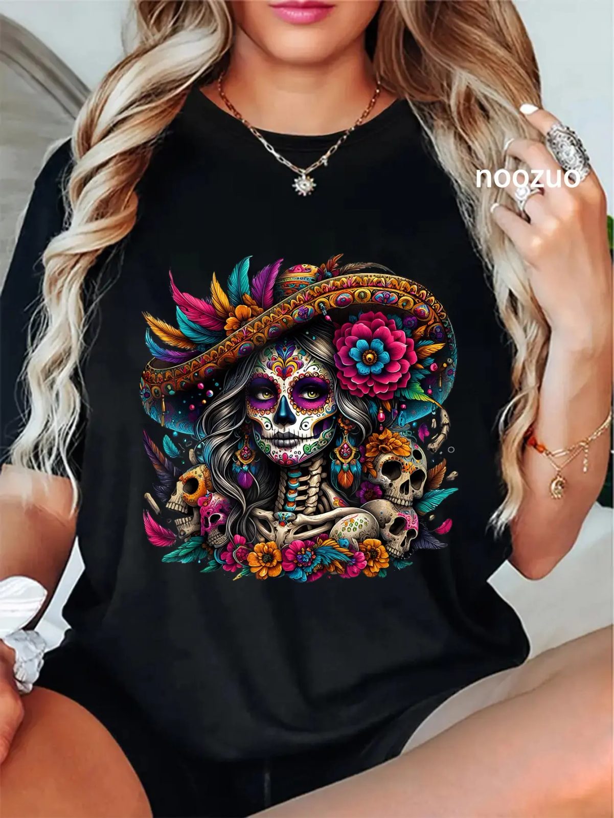 Comfort Colors Sugar Skull Skeleton Shirt, Day of the Dead Skeleton Graphic Tee, Halloween Gift for Her