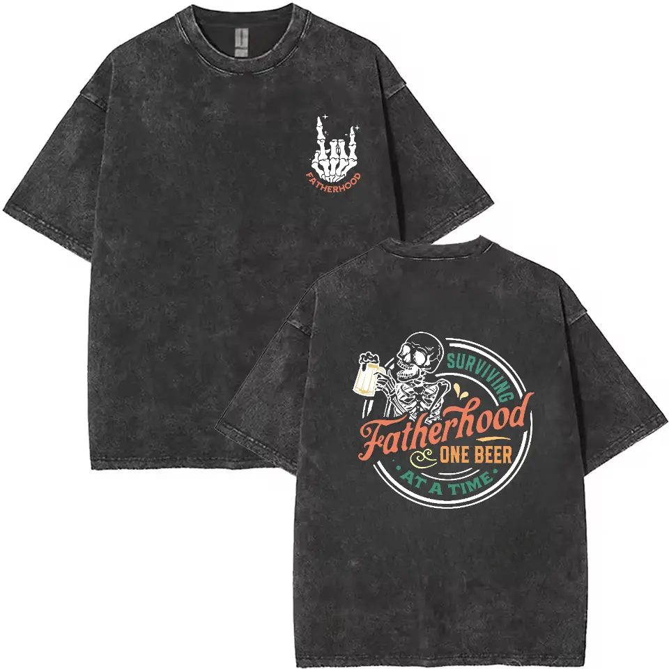 Funny Skeleton Tee for Beer Lovers, Surviving Fatherhood One Beer At A Time Shirt, Halloween Dad Gift — photo 3