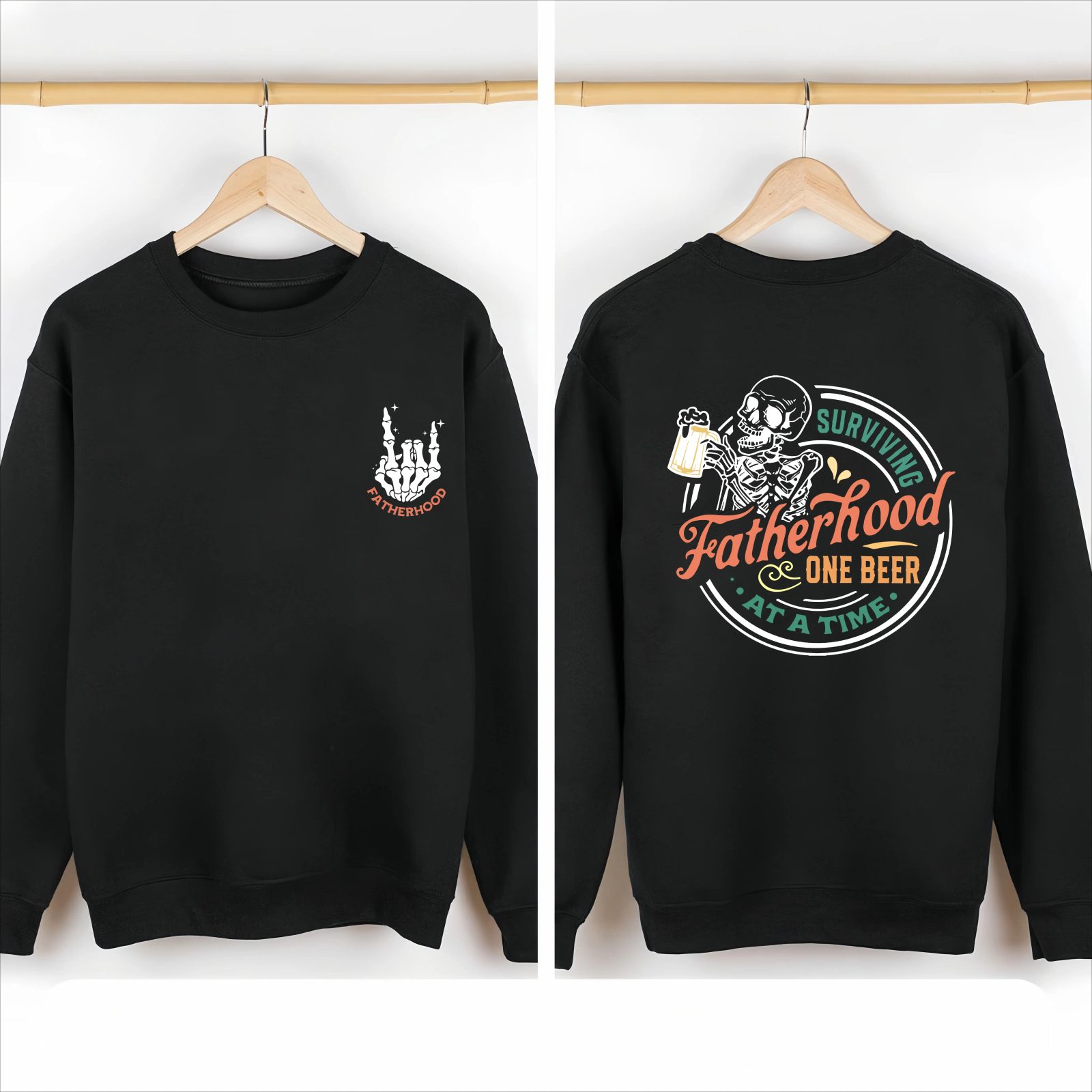 Funny Skeleton Tee for Beer Lovers, Surviving Fatherhood One Beer At A Time Shirt, Halloween Dad Gift — photo 4