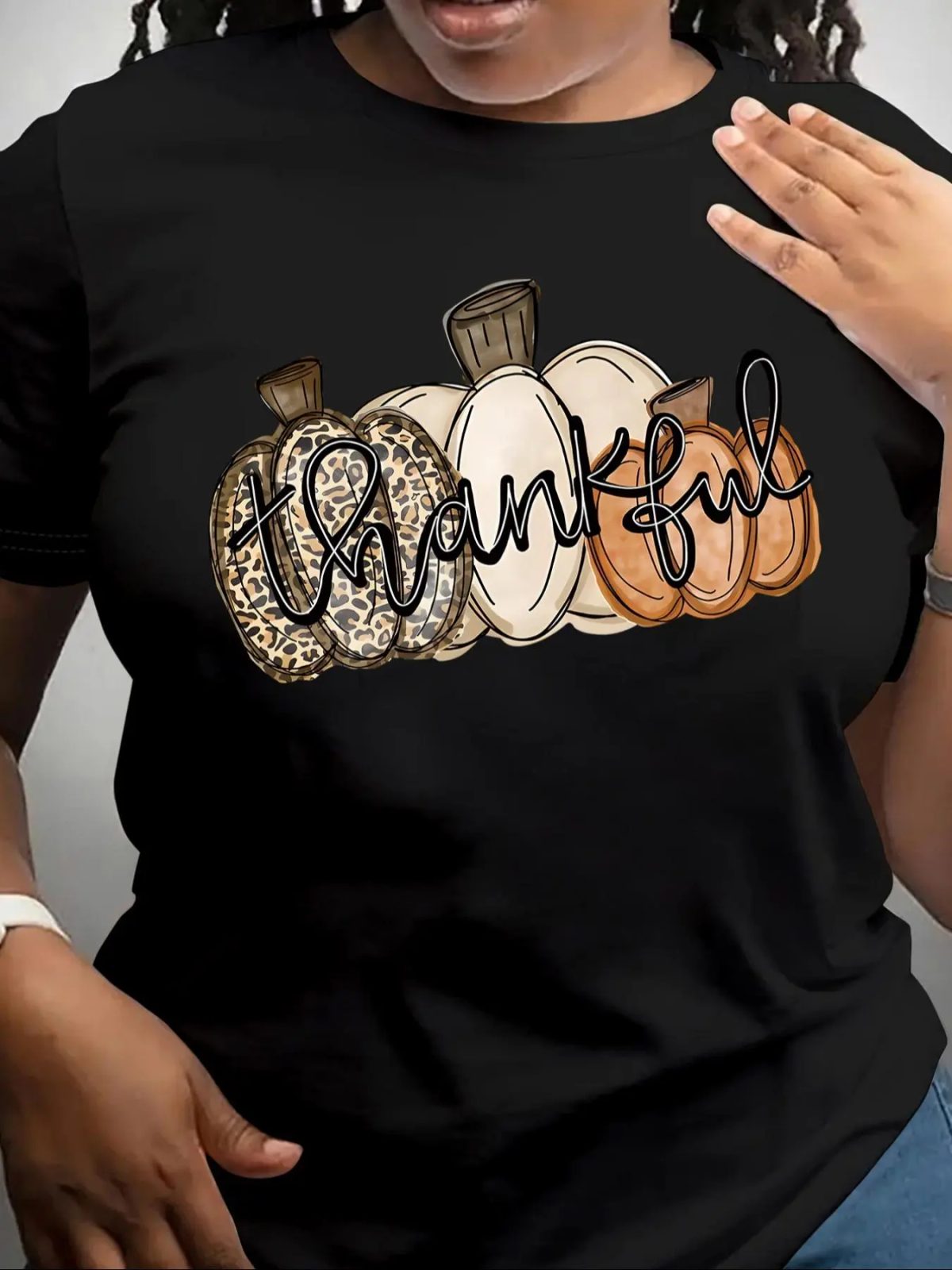 Thankful Pumpkin Shirt, Leopard and Cream Pumpkin Tee, Fall Graphic Tee, Thanksgiving Gift for Her