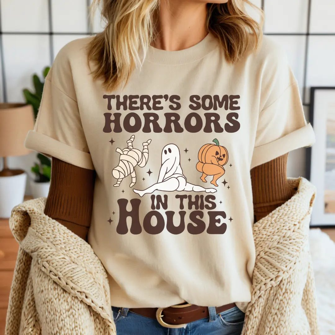 Comfort Colors There's Some Horrors In This House Tee, Retro Halloween Shirt, Halloween Graphic Tee Gift — photo 2