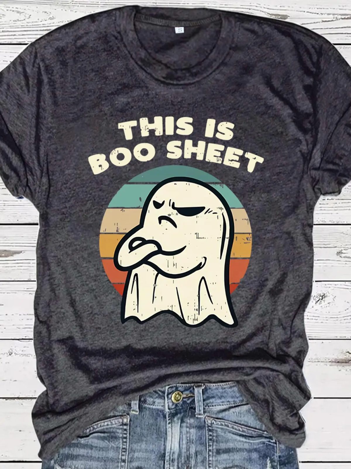 This Is Boo Sheet Shirt, Retro Ghost Tee, Funny Halloween Shirt for Fall — photo 2