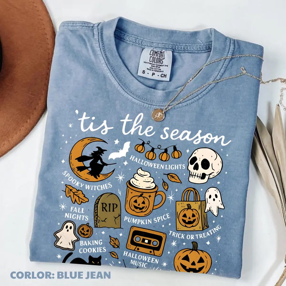 Comfort Colors Tis The Season Halloween Shirt, Retro Cute Halloween Tee, Fall Doodle Gift for Her — photo 4