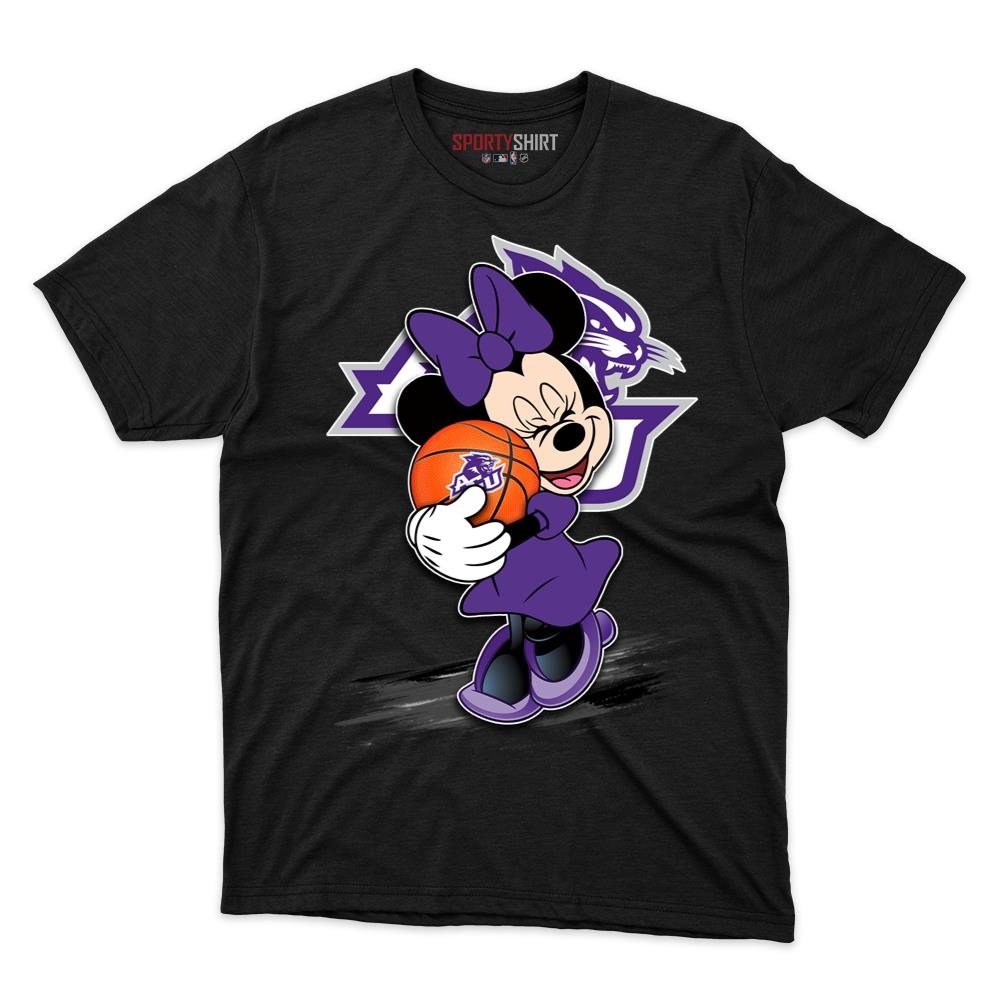 Abilene Christian Wildcats Minnie Mouse Unisex Cotton Graphic Tee, Disney Cartoon College Fan Game Day Gift Shirt