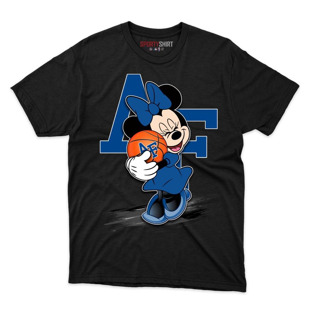 Air Force Falcons Minnie Mouse Unisex Cotton Graphic Tee, Cute Disney Cartoon College Fan Game Day Gift Shirt