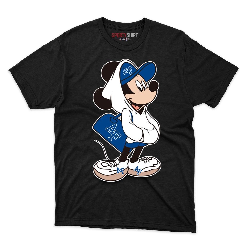 Air Force Falcons Mickey Mouse Unisex Cotton Graphic Tee, Disney Cartoon Crossover College Fan Game Day Shirt
