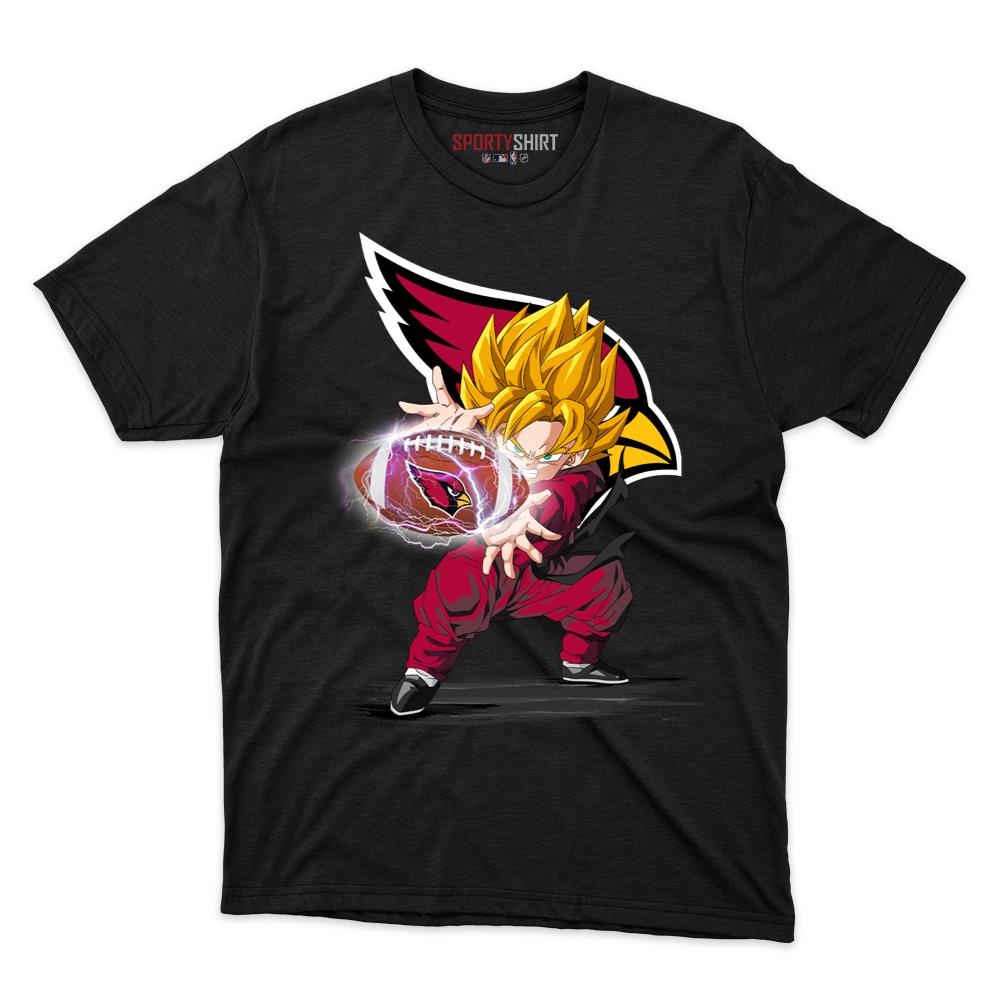 Arizona Cardinals Goku Dragon Ball Z Unisex Cotton Graphic Tee, Anime Crossover Football Fan Game Day Shirt