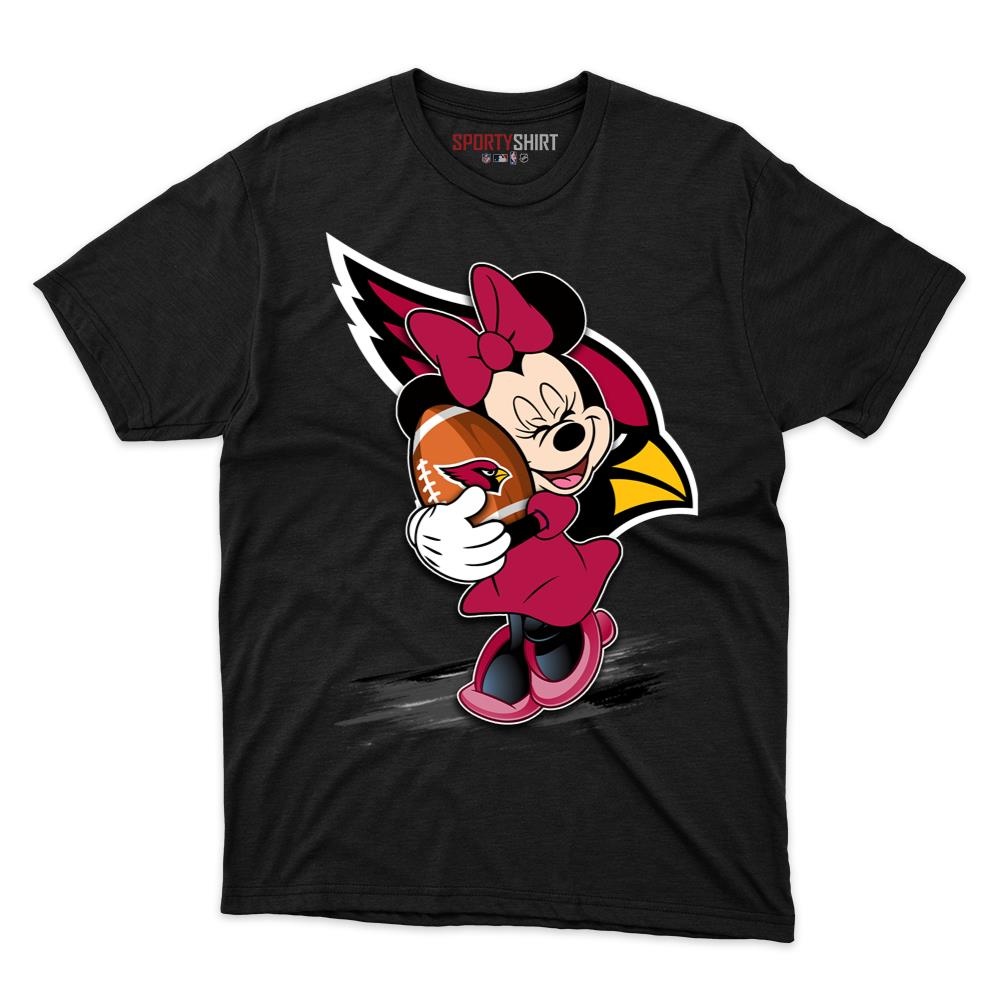 Arizona Cardinals Minnie Mouse Unisex Cotton Graphic Tee, Cute Disney Cartoon Football Fan Game Day Gift Shirt