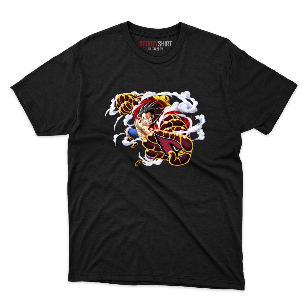 Arizona Cardinals Monkey D Luffy Gear 5 One Piece Unisex Cotton Graphic Tee, Anime Football Fan Game Day Shirt