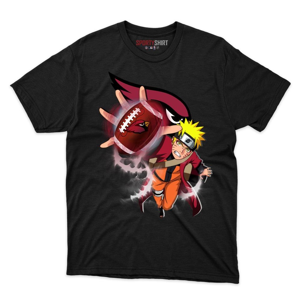 Arizona Cardinals Naruto Unisex Cotton Graphic Tee, Anime Ninja Crossover Football Fan Game Day Shirt