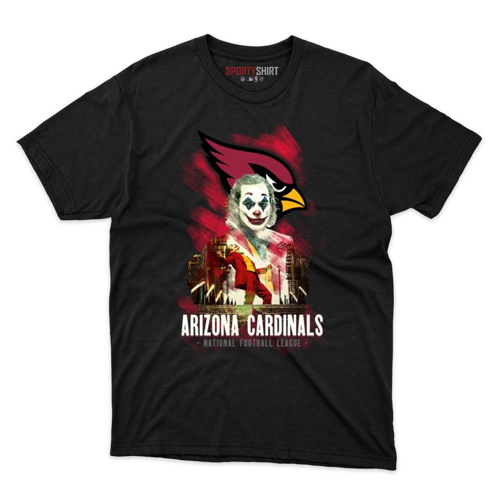 Arizona Cardinals Put On A Happy Face Joker Unisex Cotton Graphic Tee, Villain Football Fan Game Day Shirt
