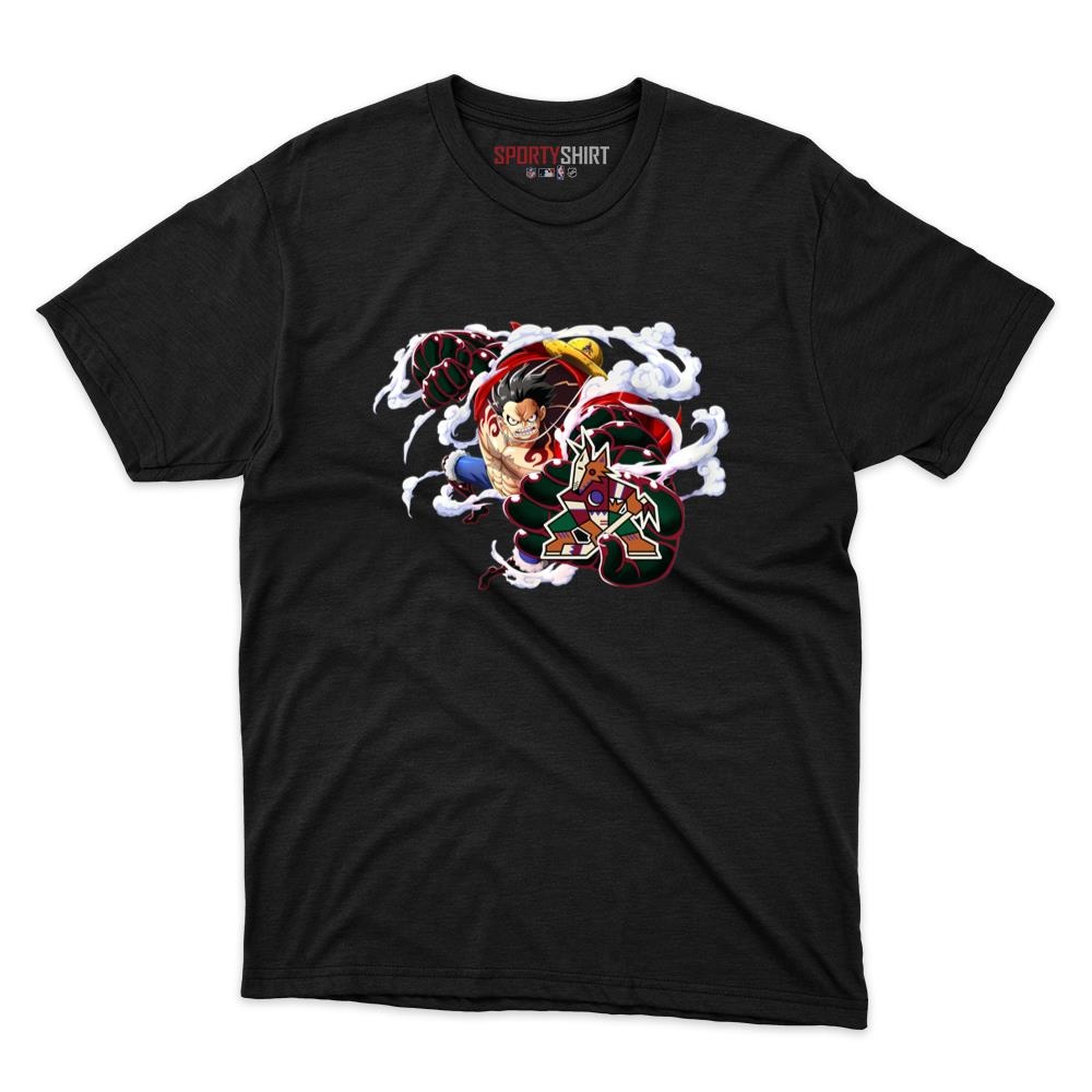 Arizona Coyotes Monkey D Luffy Gear 5 One Piece Unisex Cotton Graphic Tee, Anime Hockey Fan Game Day Shirt