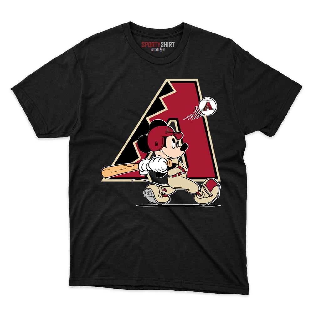 Arizona Diamondbacks Mickey Mouse Player Unisex Cotton Graphic Tee, Disney Cartoon Baseball Fan Game Day Shirt