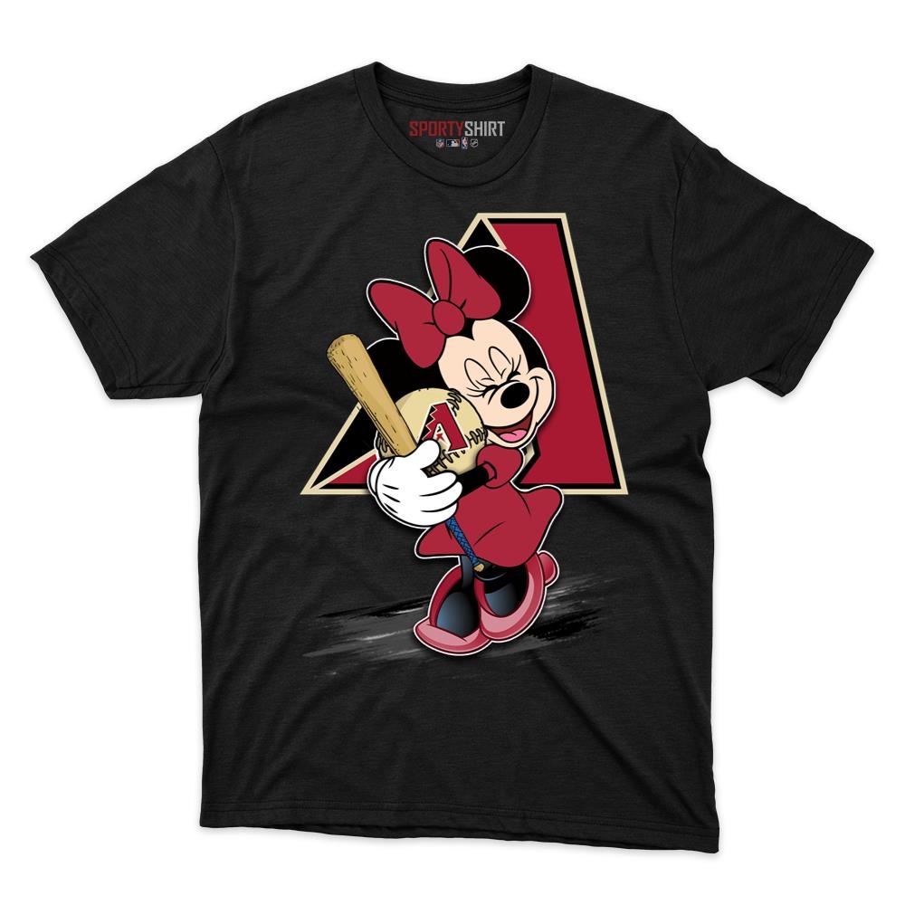 Arizona Diamondbacks Minnie Mouse Unisex Cotton Graphic Tee, Cute Disney Cartoon Baseball Fan Game Day Gift Shirt