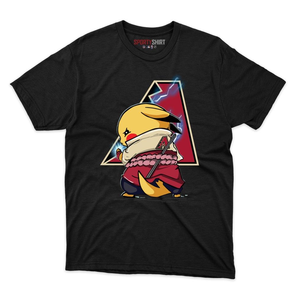 Arizona Diamondbacks Pikachu Meets Sasuke Uchiha Unisex Cotton Graphic Tee, Pokemon Anime Baseball Fan Game Day Shirt
