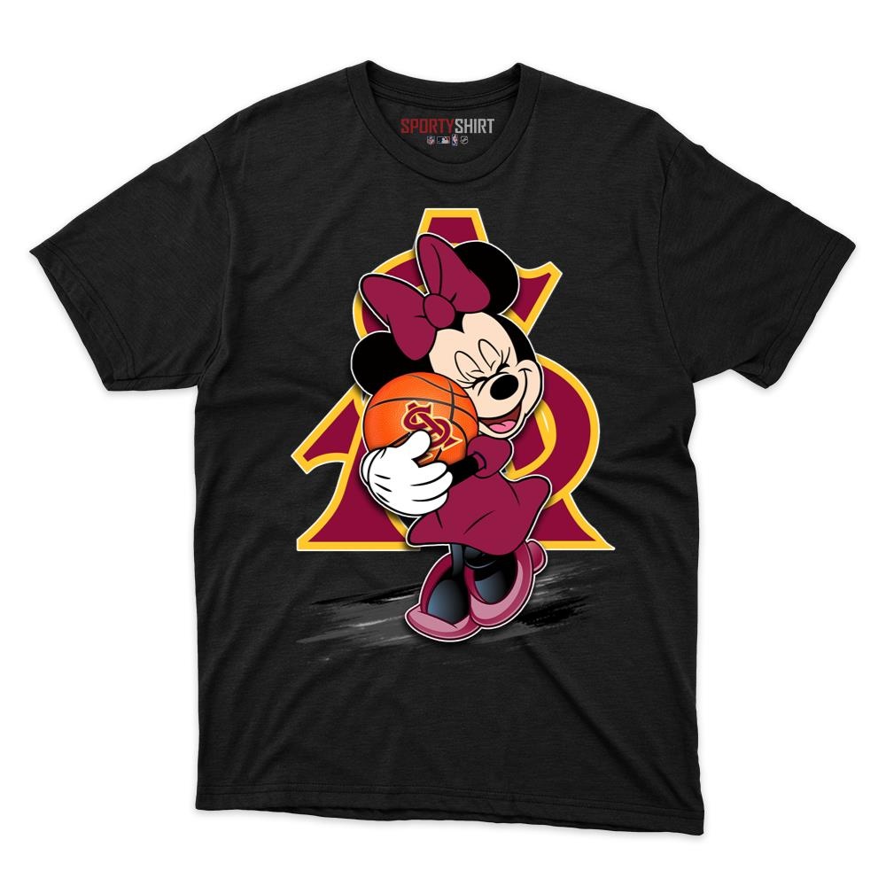 Arizona State Sun Devils Minnie Mouse Unisex Cotton Graphic Tee, Disney Cartoon College Fan Game Day Gift Shirt
