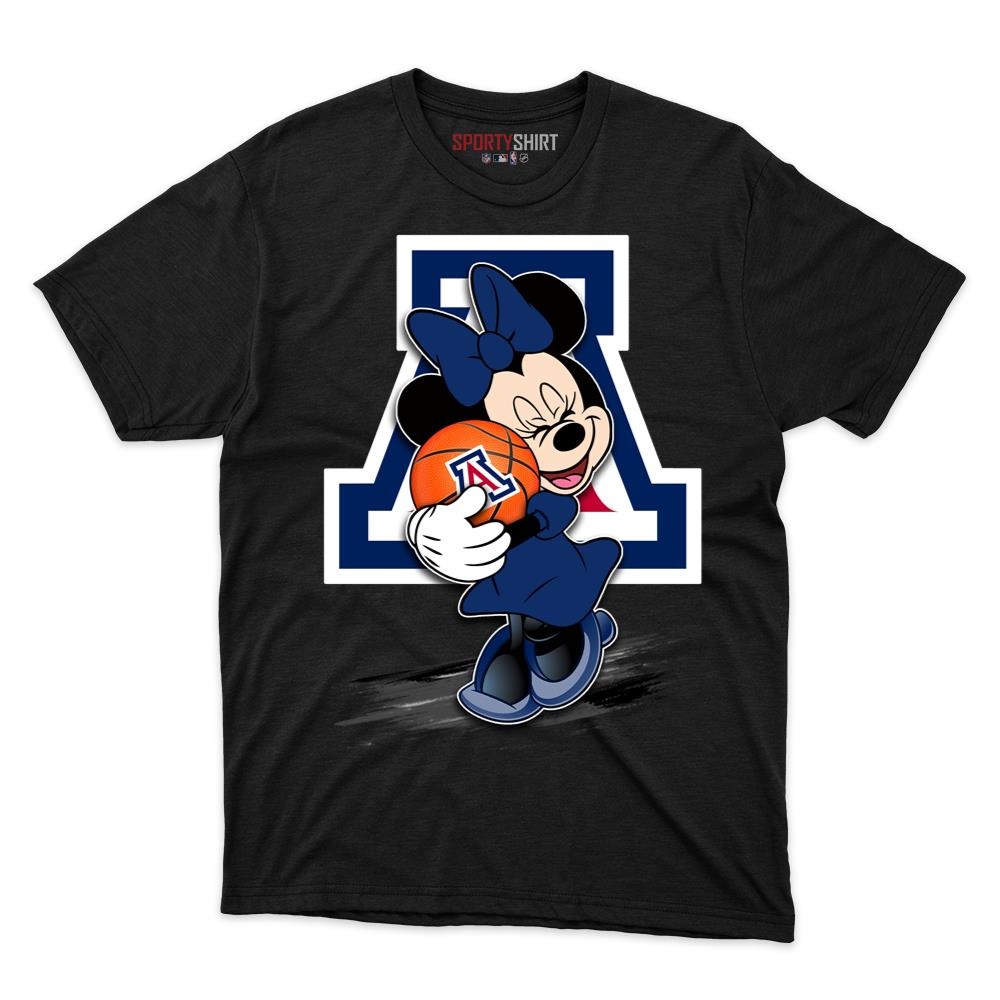 Arizona Wildcats Minnie Mouse Unisex Cotton Graphic Tee, Cute Disney Cartoon College Fan Game Day Gift Shirt