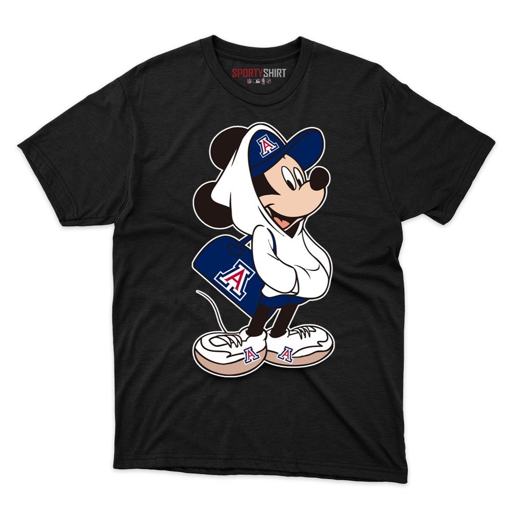Arizona Wildcats Mickey Mouse Unisex Cotton Graphic Tee, Disney Cartoon Crossover College Fan Game Day Shirt - photo 1