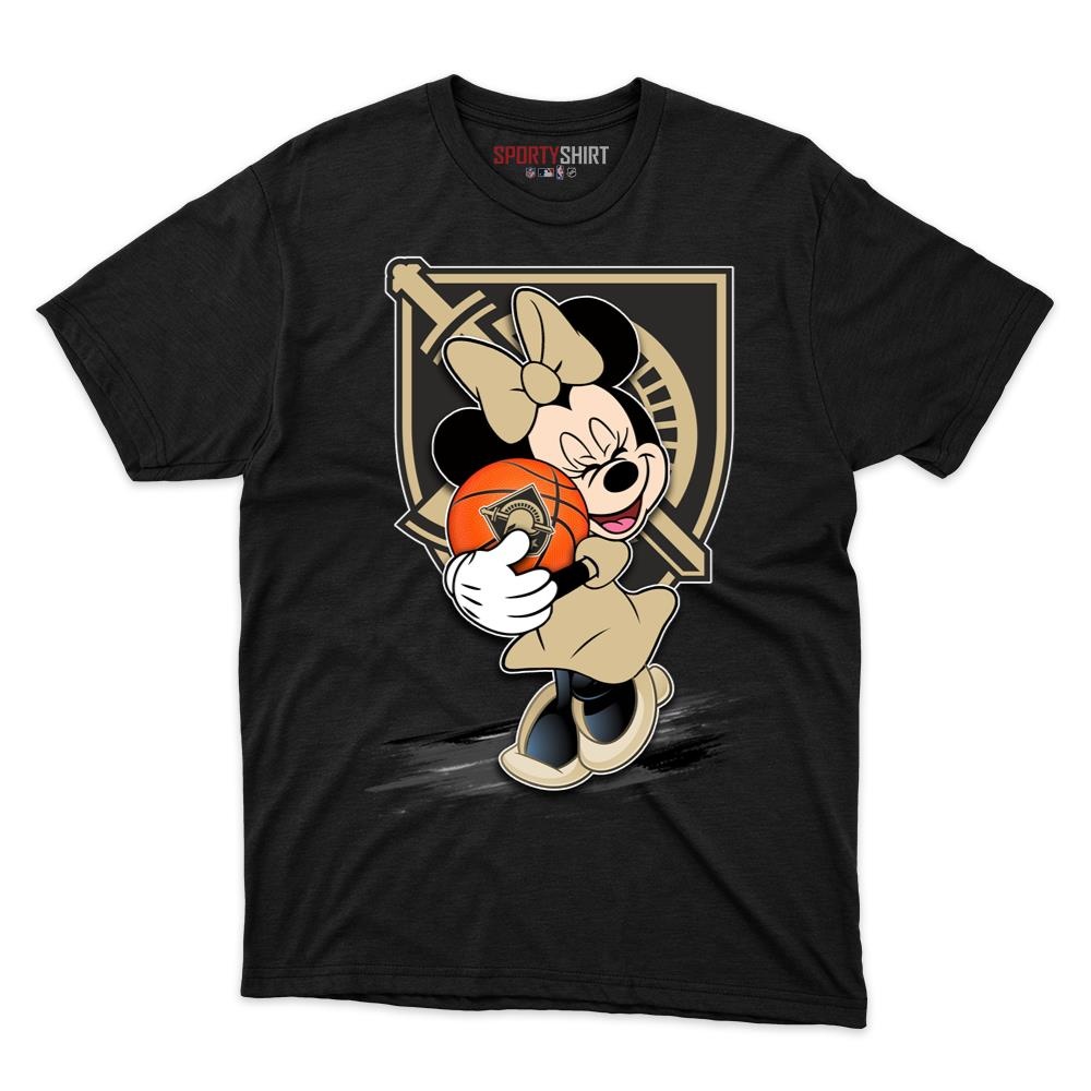 Army West Point Black Knights Minnie Mouse Unisex Cotton Graphic Tee, Disney Cartoon College Game Day Gift Shirt